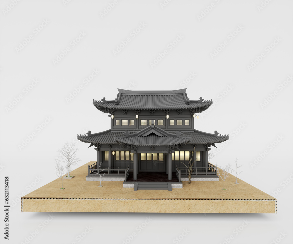Temple isolated on white Background, 3d render Temple isolated on white Background, 3d render