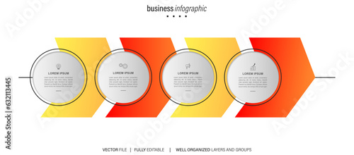 Vector infographic label template with icons. 4 options or steps. Infographics for business concept. Can be used for info graphics, flow charts, presentations, web sites, banners, printed materials.
