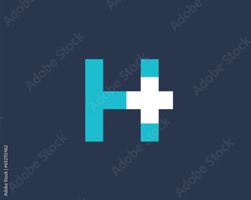 Letter H cross plus medical logo icon design template elements