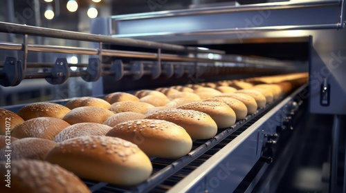 bread in a making process in factory