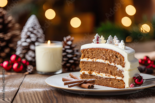 christmas cake with chocolate and nuts © reddish