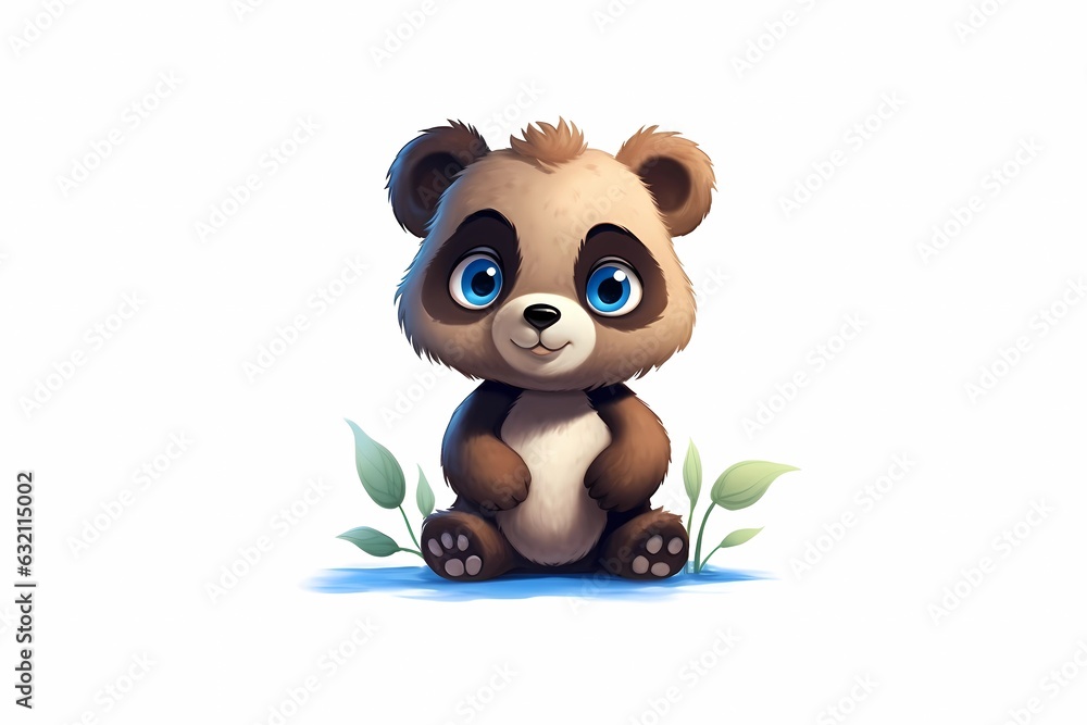 Naklejka premium toy hand-drawn bear on a white isolated background