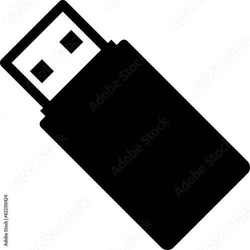USBメモリのシンプルなモノクロイラスト