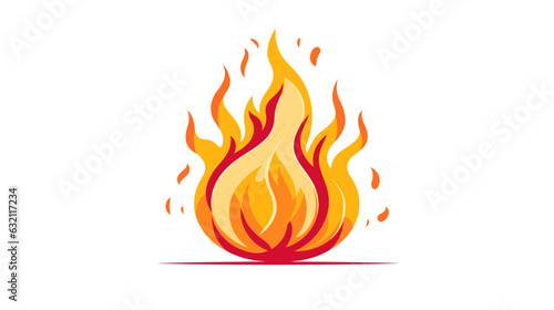 Drawing of a burning fire on a white background minimalism vector
