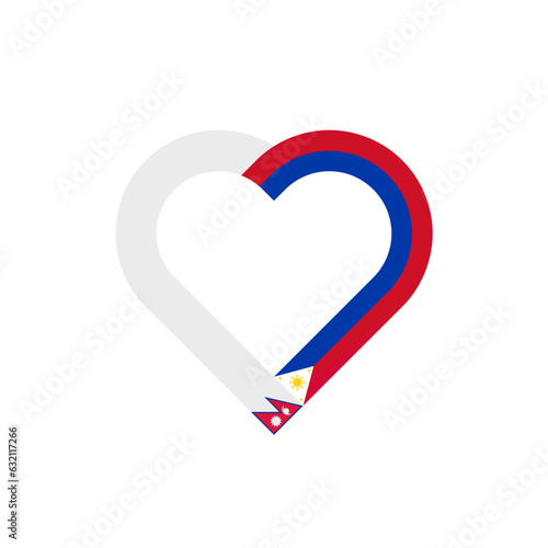 unity concept. heart ribbon icon of nepal and philippines flags. vector illustration isolated on white background
