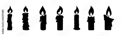 Set candle silhouettes for religion icon