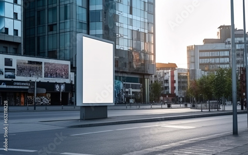 Billboard with blank mock up digital display in modern city, generated AI