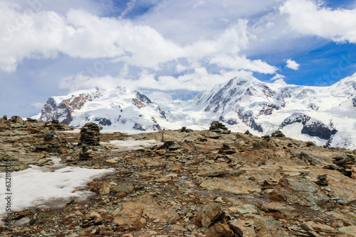 View of the Pennine Alps from Gornergrat close to Zermatt, Switzerland