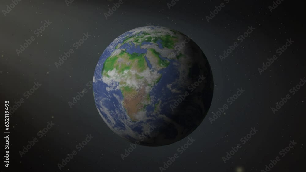 Realistic world globe, view from space, Planet earth rotating animation. Sunlight gradually fills the surface of the planet, changing night to day. Realistic world globe, view from space, Planet earth rotating animation. Sunlight gradually fills the surface of the planet, changing night to day.
