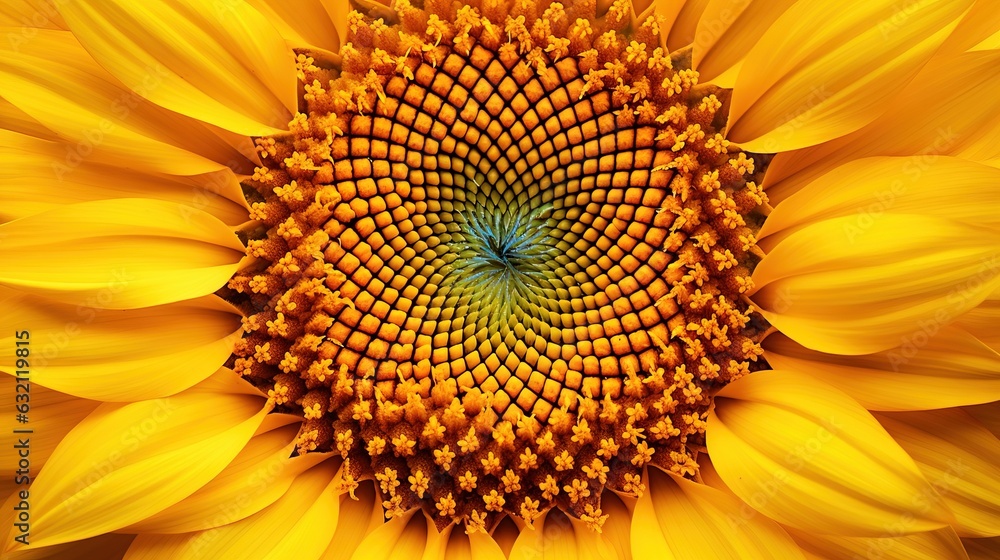 a large yellow sunflower with a blue center in the center. generative ai a large yellow sunflower with a blue center in the center. generative ai