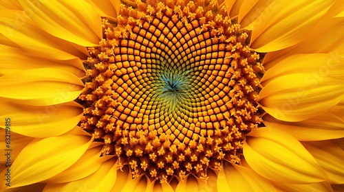  a large yellow sunflower with a blue center in the center.  generative ai