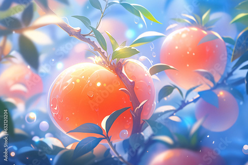 frosty solar term, autumn persimmon fruit harvest illustration