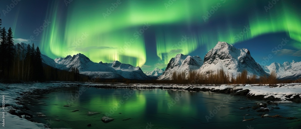 Amazing Shot of the Northern Lights, Insane Reflections over the Lake of the Colorful Sky. Amazing Shot of the Northern Lights, Insane Reflections over the Lake of the Colorful Sky.
