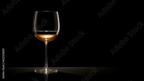  a glass of wine on a black background with a reflection. generative ai