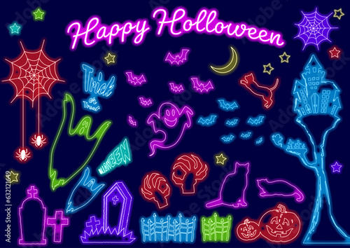 ネオンのハロウィンアイコンセット