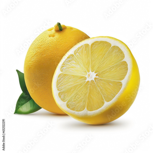 Lemons on white background. Fresh fruits. Healthy food concept