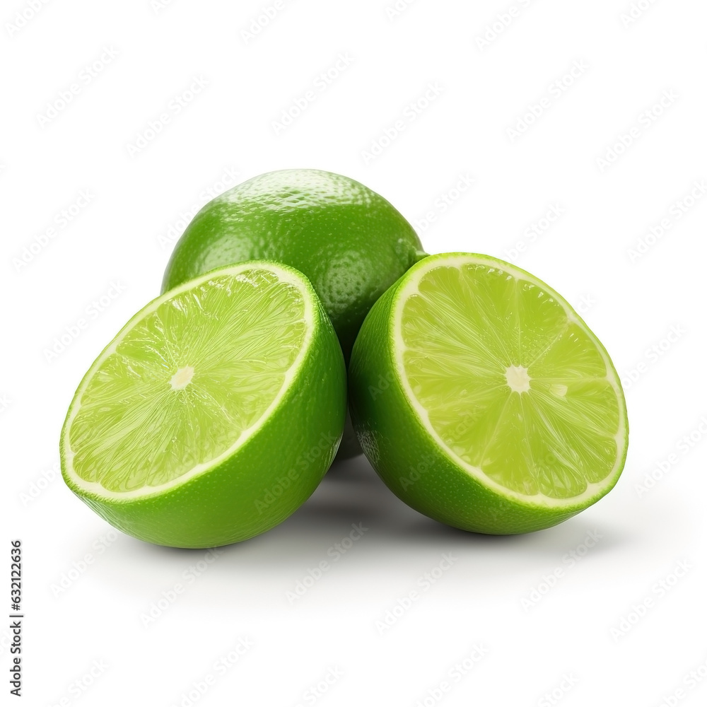 Limes on white background. Fresh fruits. Healthy food concept Limes on white background. Fresh fruits. Healthy food concept