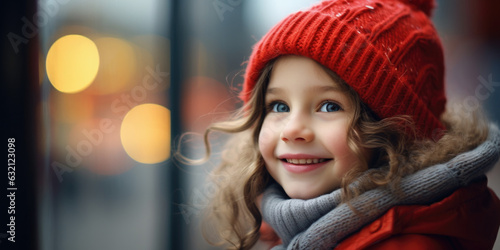 Wallpaper Mural pretty young girl with wool hat in winter Torontodigital.ca