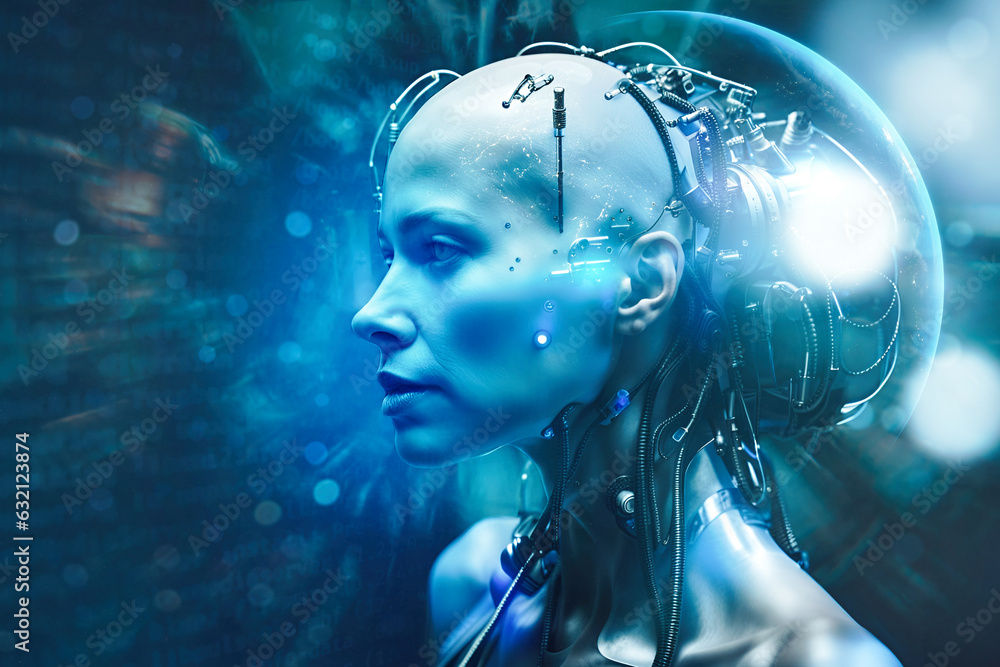 Cyborg world, hi-tech female portrait Cyborg world, hi-tech female portrait