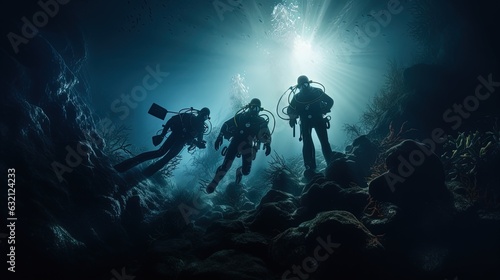 Some Divers Underwater during the Exploration.