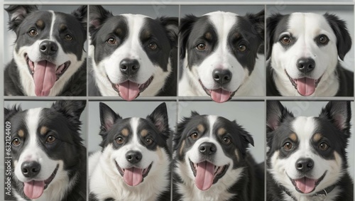 a collage of a dog