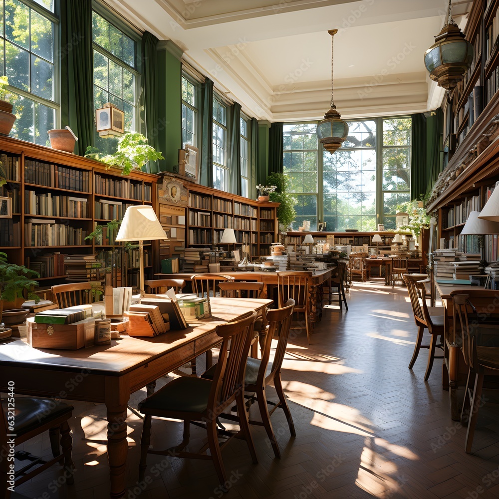 Public library reading room interior design