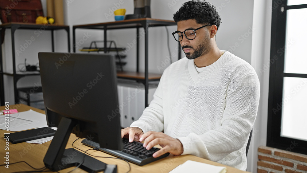 African american man business worker using computer at office African american man business worker using computer at office