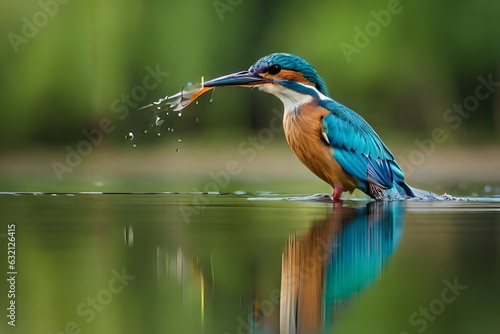 Female Kingfisher emerging from the water after an unsuccessful dive to grab a fish
