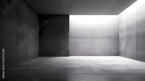 Empty dark abstract concrete room. Generative ai.