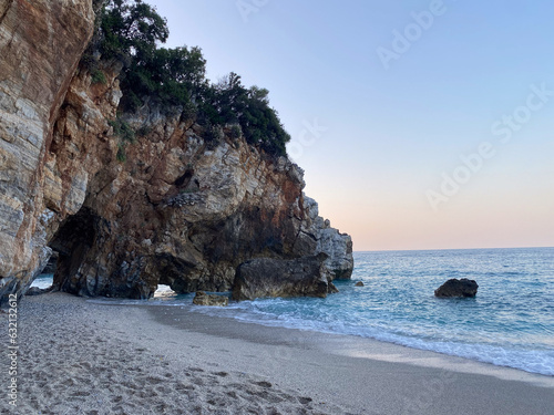 Mylopotamos beach at sunset Greece no people clear waters_2 photo