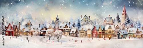 Christmas village in vintage style. Generative AI