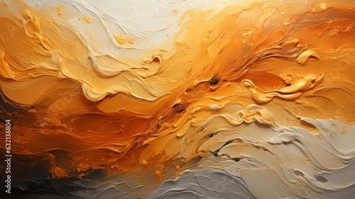 オレンジと白の油絵具風グラフィック素材：AI作品
