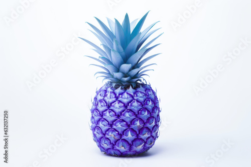 One Blue Purple Periwinkle Pineapple On Closeup White Background photo
