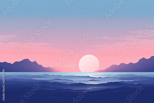 Risograph nature wallpaper, minimal illustration  in pastel colours © reddish