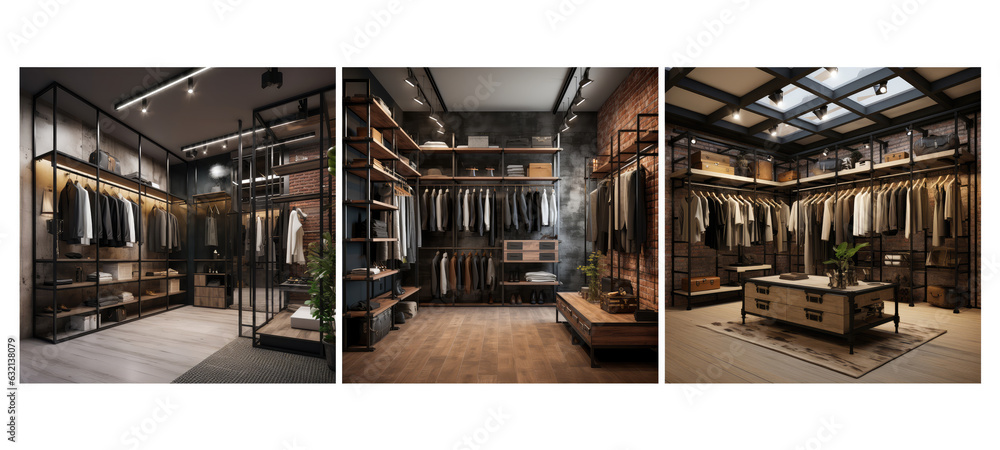 style industrial walk in closet interior design Stock Photo | Adobe Stock
