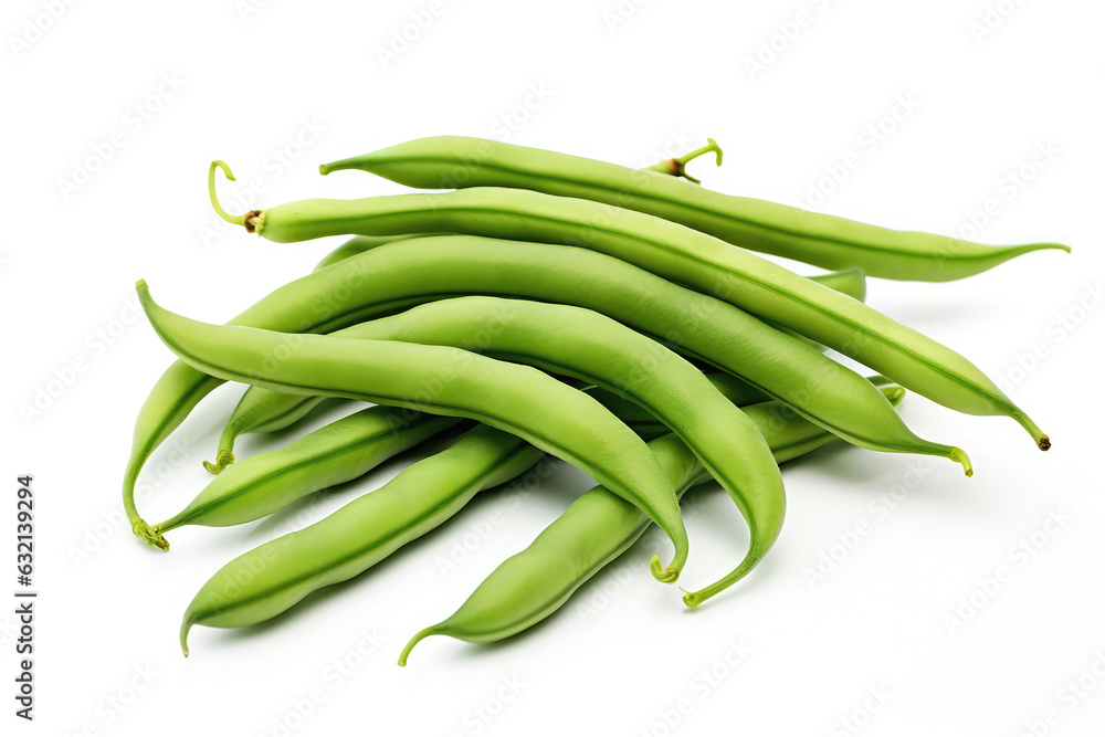 Green Beans Closeup On White Background Green Beans Closeup On White Background