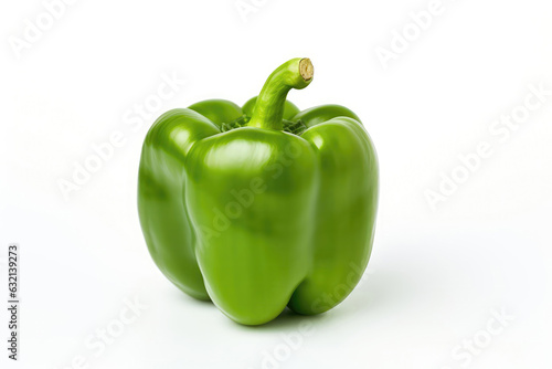 Green Bell Pepper Closeup On White Background