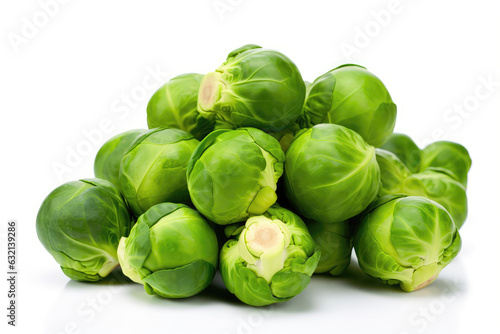 Green Brussels Sprouts Closeup On White Background