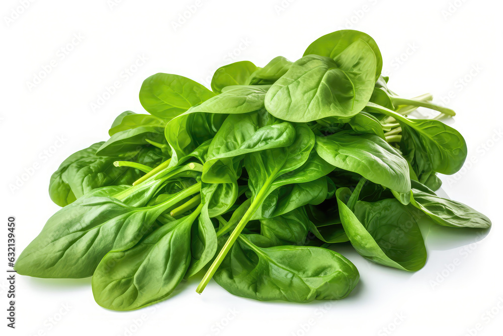 Green Spinach Closeup On White Background Green Spinach Closeup On White Background