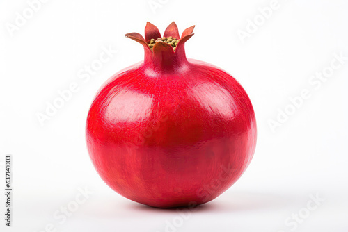 Red Pomegranate Closeup On White Background