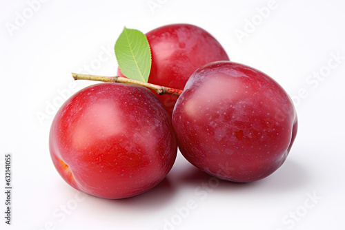 Red Red Plum Closeup On White Background