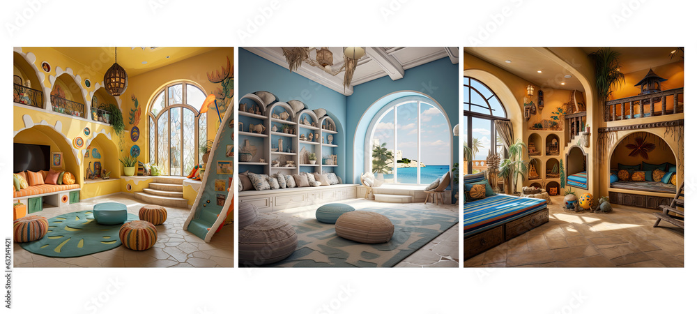 style mediterranean playroom interior design