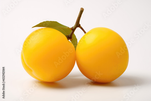 Yellow Plum Closeup On White Background photo