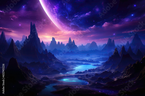 A Painting Of A Purple And Blue Landscape © Anastasiia