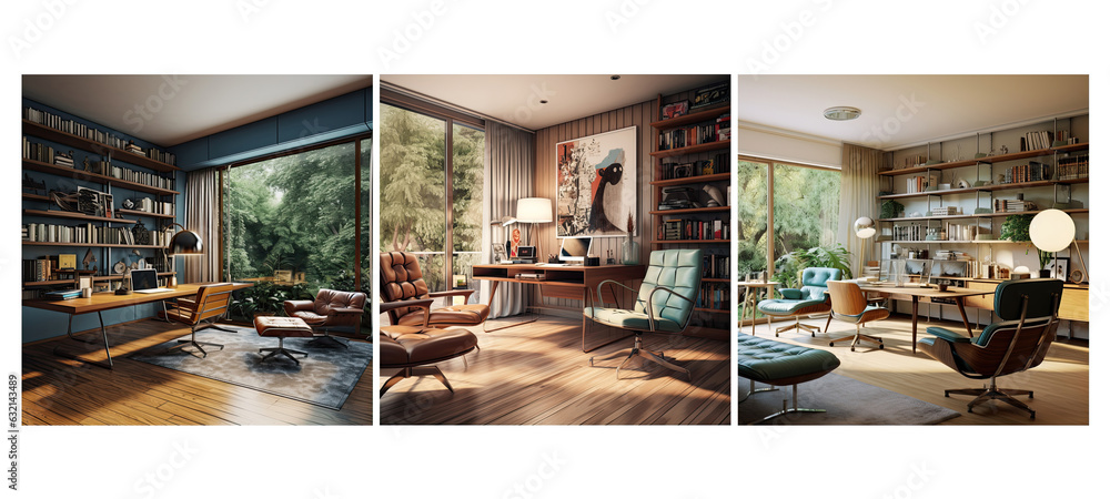 retro mid century modern study room interior design retro mid century modern study room interior design