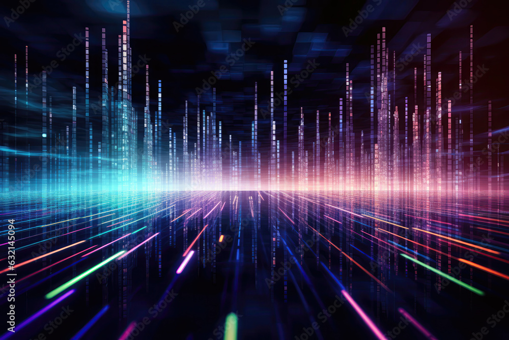 Neon Lights Forming Futuristic Data Transfer Concept Neon Lights Forming Futuristic Data Transfer Concept