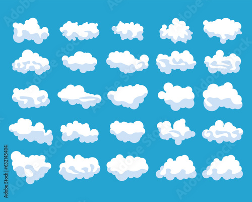 Fototapeta Naklejka Na Ścianę i Meble -  Cartoon clouds modern, icon ellements illustration