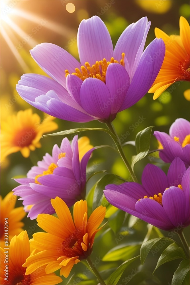 Spring flowers. AI generated illustration Spring flowers. AI generated illustration