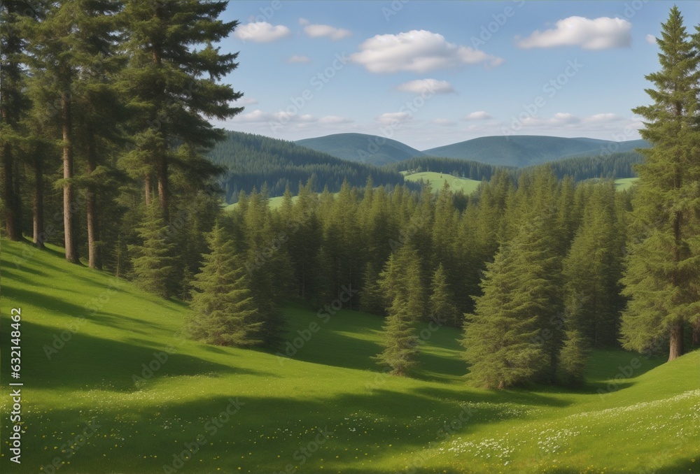 Forest vector illustration banner landscape panorama - Green isolated on white background