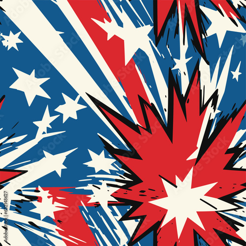 Seamless Colorful USA Pattern. Seamless pattern of USA in colorful style. Add color to your digital project with our pattern!
